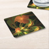 Fantasy-Pflanze Abstrakt Grünes Rost-Braun-Fraktal Rechteckiger Pappuntersetzer (angewinkelt)
