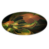 Fantasy-Pflanze Abstrakt Grünes Rost-Braun-Fraktal Schneidebrett (Ecke)