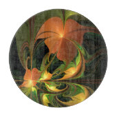 Fantasy-Pflanze Abstrakt Grünes Rost-Braun-Fraktal Schneidebrett (Vorderseite)