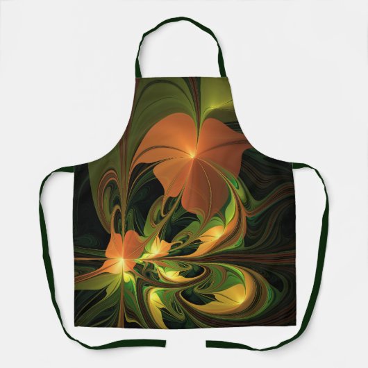 Fantasy-Pflanze Abstrakt Grünes Rost-Braun-Fraktal Schürze (Vorderseite)