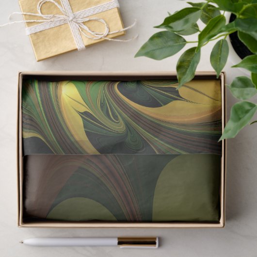 Fantasy-Pflanze Abstrakt Grünes Rost-Braun-Fraktal Seidenpapier (Geschenk)