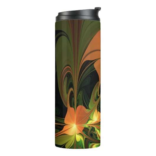 Fantasy-Pflanze Abstrakt Grünes Rost-Braun-Fraktal Thermosbecher (Nach links gedreht)