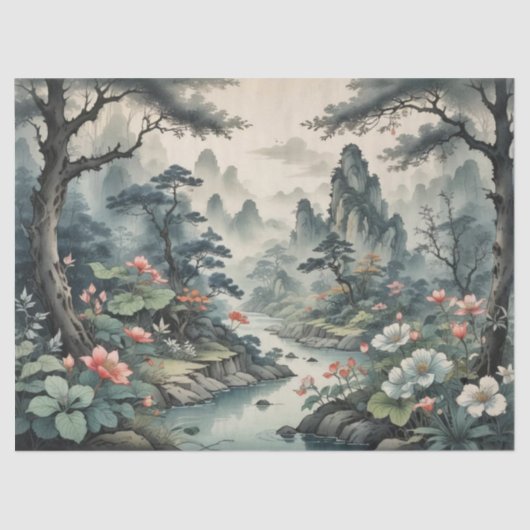 Fantasy Pflanze and Blume Forest Tissue Paper Seidenpapier (Vorderseite)