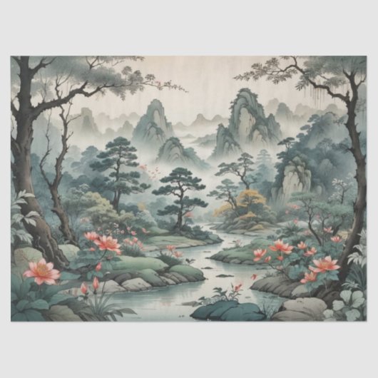 Fantasy Pflanze and Blume Forest Tissue Paper Seidenpapier (Vorderseite)