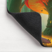 Fantasy-Pilzbaumhaus mit Schweinen Mousepad (Ecke)