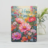 Fantasy Pink Blumengarten Geburtstag Karte (Stehend Vorderseite)