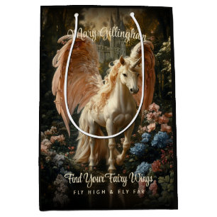 Fantasy Pink Fairy Forest Unicorn Woodland Magie Mittlere Geschenktüte