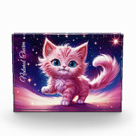 Fantasy pink flauschig kitten hellblaue Augen Kuns Fotoblock