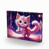Fantasy pink flauschig kitten hellblaue Augen Kuns Fotoblock (Rechts)