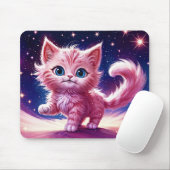 Fantasy pink flauschig kitten hellblaue Augen Kuns Mousepad (Mit Mouse)