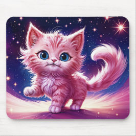 Fantasy pink flauschig kitten hellblaue Augen Kuns Mousepad