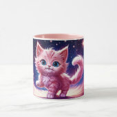 Fantasy pink flauschig kitten hellblaue Augen Kuns Tasse (Zentrum)