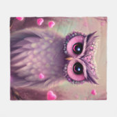 Fantasy Pink Fluffy Kawaii Owl Fleecedecke (Vorderseite (Horizontal))