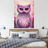 Fantasy Pink Fluffy Kawaii Owl Leinwanddruck (Insitu (Schlafzimmer))