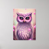 Fantasy Pink Fluffy Kawaii Owl Leinwanddruck (Vorderseite)