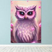 Fantasy Pink Fluffy Kawaii Owl Leinwanddruck (Insitu (Holzboden))