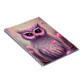 Fantasy Pink Fluffy Kawaii Owl Notizblock (Rechte Seite)