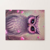 Fantasy Pink Fluffy Kawaii Owl Puzzle (Horizontal)