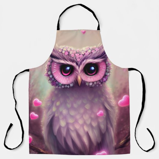 Fantasy Pink Fluffy Kawaii Owl Schürze (Vorderseite)