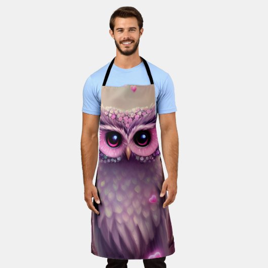 Fantasy Pink Fluffy Kawaii Owl Schürze (Getragen)