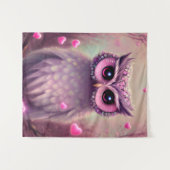 Fantasy Pink Fluffy Kawaii Owl Wandteppich (Vorderseite (Horizontal))