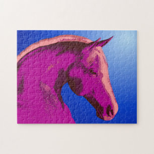 Fantasy Pink Horse Face Abstrakt Puzzle