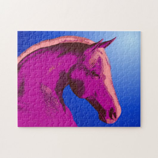 Fantasy Pink Horse Face Abstrakt Puzzle (Horizontal)