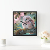 Fantasy Pink Owl Quadratische Wanduhr (Zuhause)