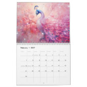 Fantasy Pink Peacocks in Abstract Style Kalender (Feb 2027)