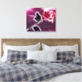 Fantasy Pink Rose Blütenblütengepanzerte Canvas Leinwanddruck (Insitu (Schlafzimmer))
