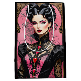 Fantasy Pink und Black Goth Valentine Lady Mittlere Geschenktüte