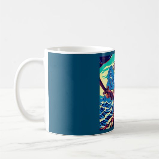 Fantasy Pirate Anime - Holzschnitt 2 Kaffeetasse (Links)