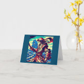 Fantasy Pirate Anime - Holzschnitt 2 Karte (Gelbe Blume)