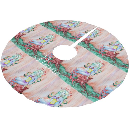 Fantasy Pixie Fairy Thunder_Cove Polyester Weihnachtsbaumdecke (Schrägansicht)