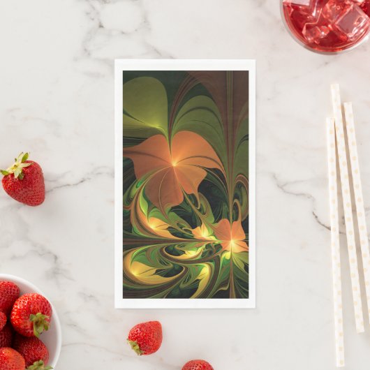 Fantasy Plant Abstract Green Rust Brown Fractal Serviette (Beispiel)