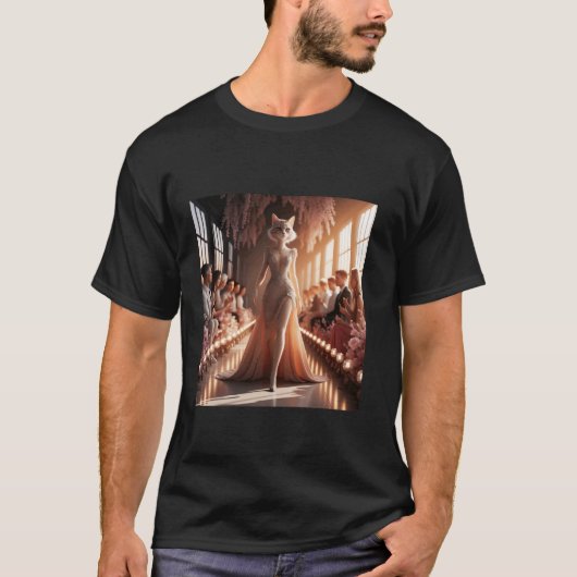 Fantasy-Podium schöne Katze T-Shirt (Vorderseite)