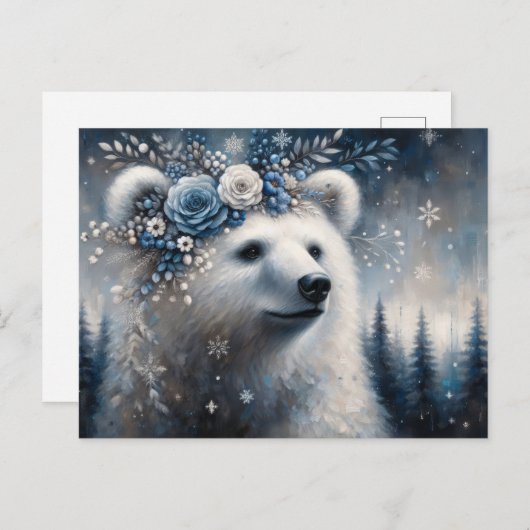 Fantasy Polar Bear Winter Wonderland Postkarte (Vorne/Hinten)
