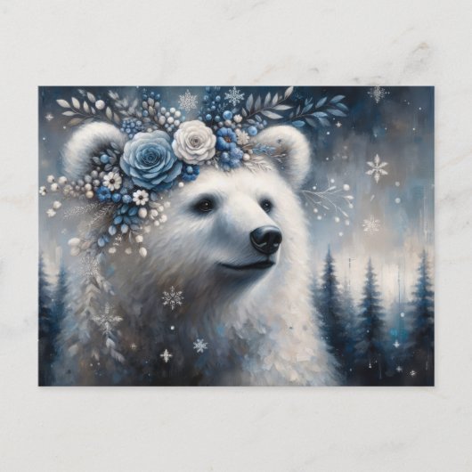 Fantasy Polar Bear Winter Wonderland Postkarte (Vorderseite)