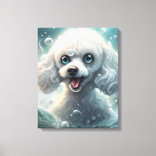 Fantasy Poodle - Premium Wrapped Canvas (Gloss) Leinwanddruck (Vorderseite)