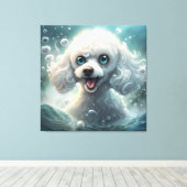 Fantasy Poodle - Premium Wrapped Canvas (Gloss) Leinwanddruck (Insitu (Holzboden))