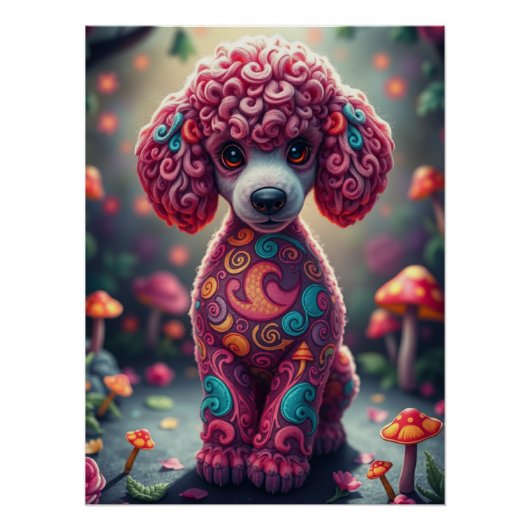Fantasy Poodle Puppy Art Poster (Vorderseite)