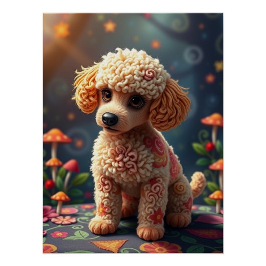 Fantasy Poodle Puppy Art Poster (Vorderseite)