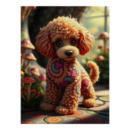 Fantasy Poodle Puppy Art Poster