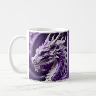 Fantasy-Portrait eines Lila und weißen Drachen Kaffeetasse