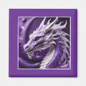 Fantasy-Portrait eines Lila und weißen Drachen Magnet (Vorne)