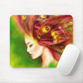 Fantasy Portrait schöne Frau grün Sommer Mousepad (Mit Mouse)