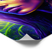 Fantasy-Porträt einer Frau mit violettem Haar Poster (Ecke)