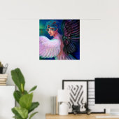 Fantasy Poster Peacock Feather Lady Art Dark Angel (Heimbüro)