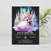 Fantasy Princess Birthday Einladung (Stehend Vorderseite)