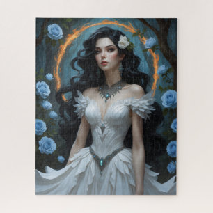 Fantasy Princess mit blauen Rose & Fiery Halo Puzzle